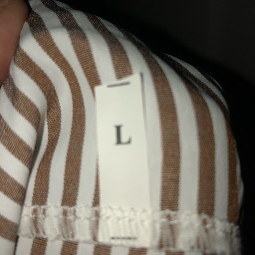 Striped brown and white Sleeveless dress- big pockets- buttons to make bigger - Picture 5 of 6